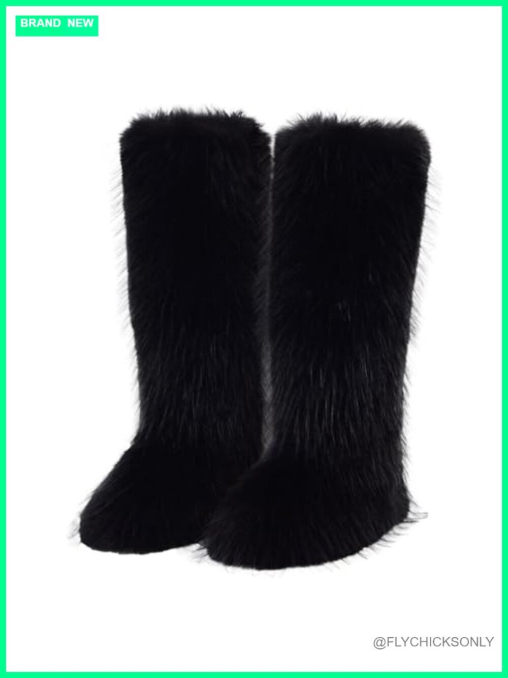 Faux Fur Knee-High Winter Boots Round Toe Fluffy Furry Snow Boots